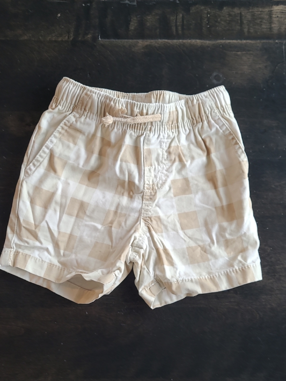Size 18m Cat & Jack Cream Elastic Waist Cotton Shorts